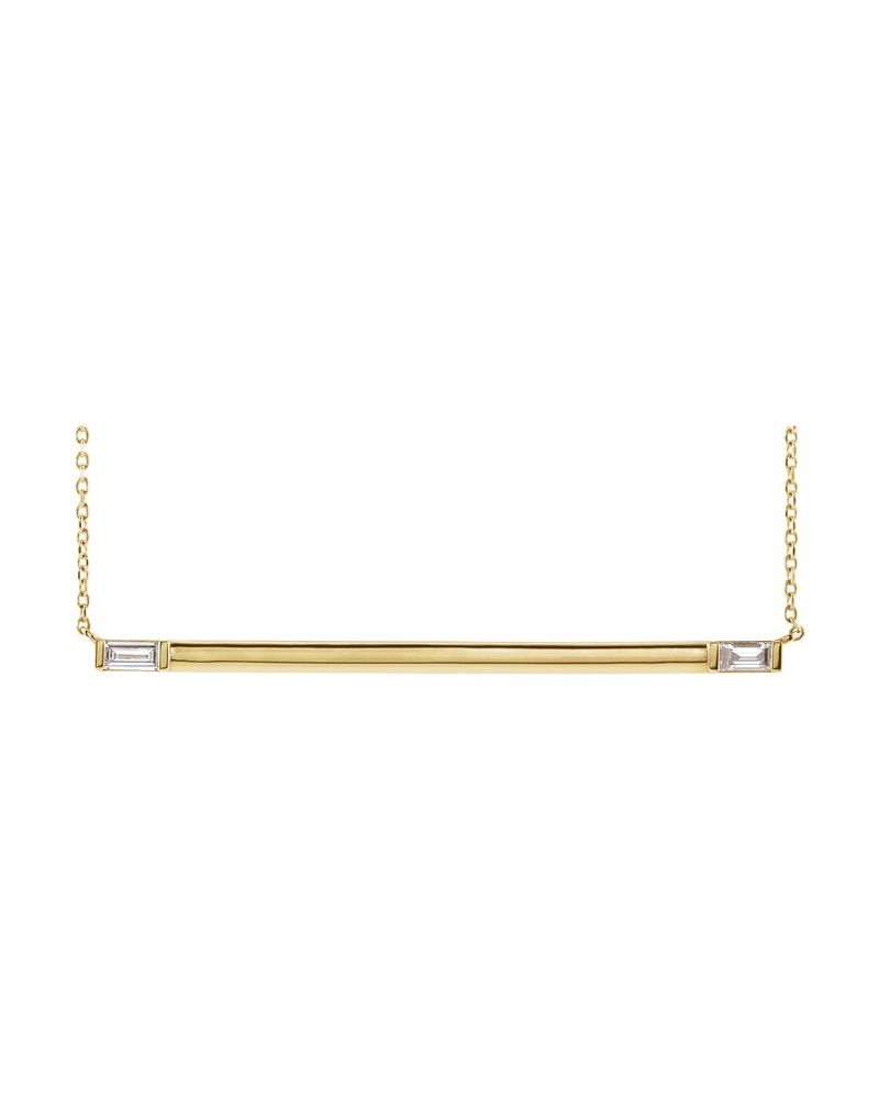 Colar Baguete Barra em Ouro 14k com Diamantes Naturais – Modelo 4