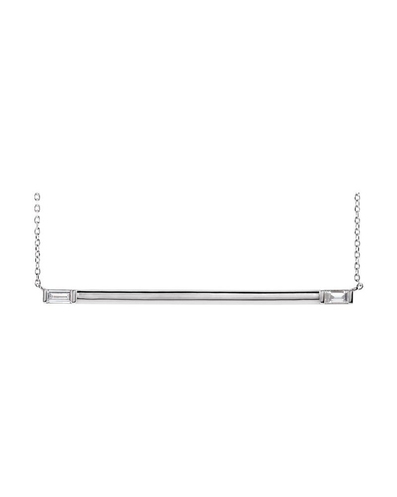Colar Baguete Barra em Ouro 14k com Diamantes Naturais – Modelo 4