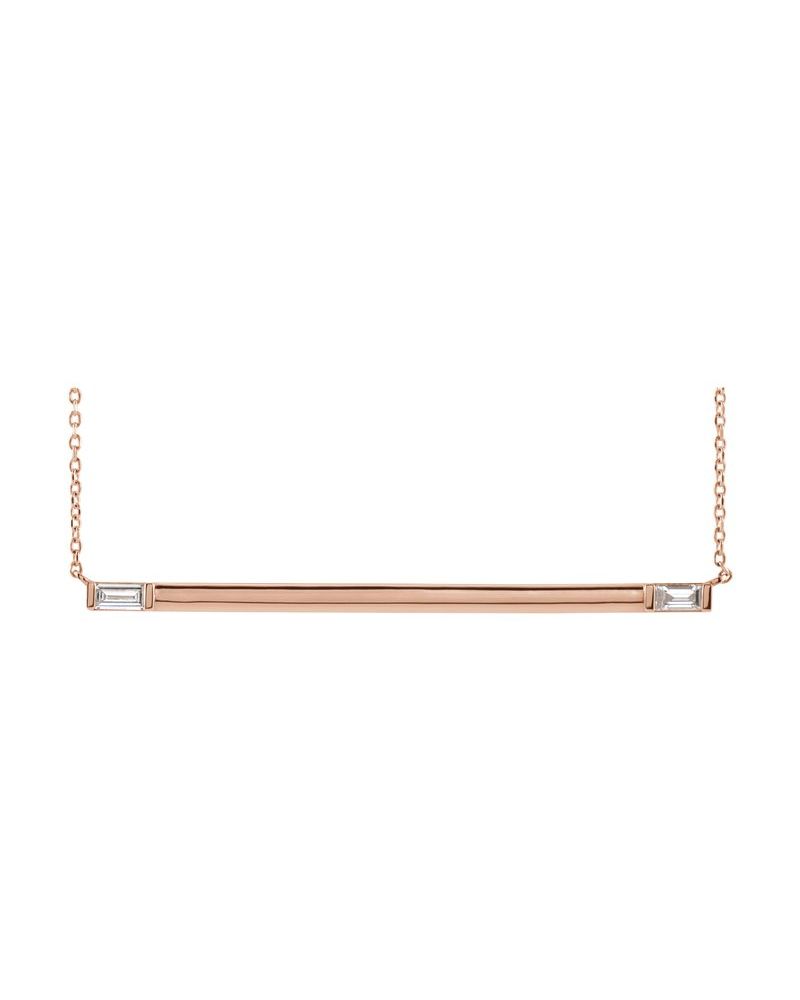 Colar Baguete Barra em Ouro 14k com Diamantes Naturais – Modelo 4