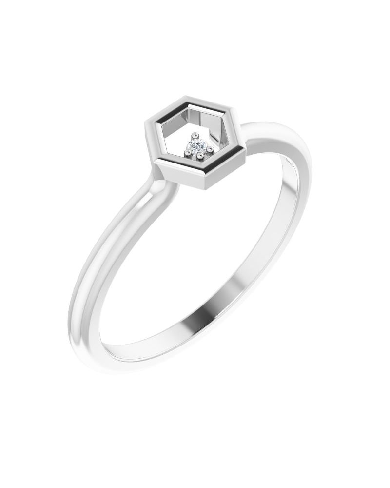 Anel Favo de Mel Empilhável em Ouro 14k com Diamantes Naturais