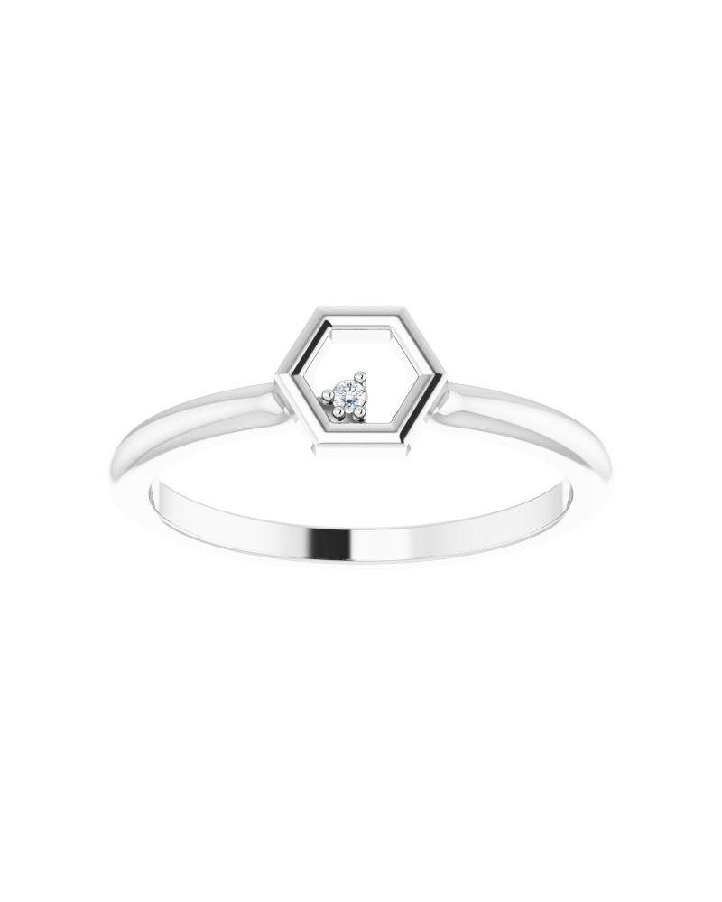 Anel Favo de Mel Empilhável em Ouro 14k com Diamantes Naturais