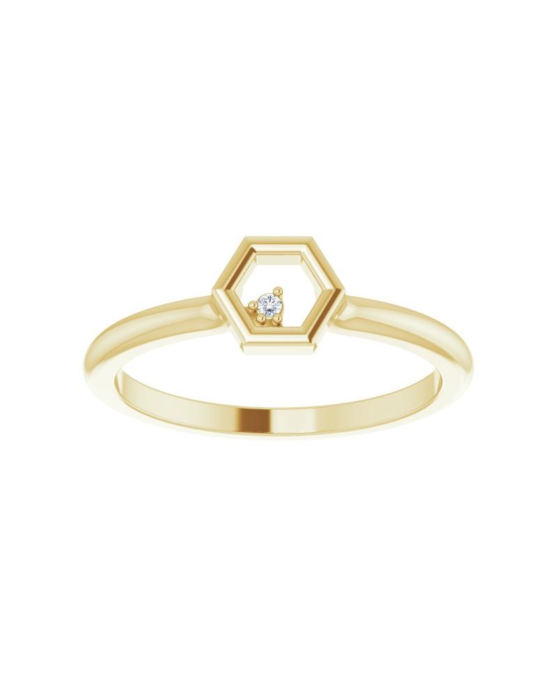 Anel Favo de Mel Empilhável em Ouro 14k com Diamantes Naturais