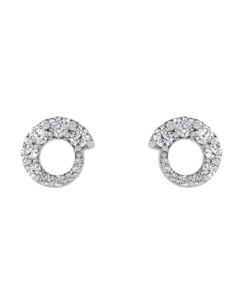 Brinco Círculo Degradê em Ouro 14k com Diamantes Naturais