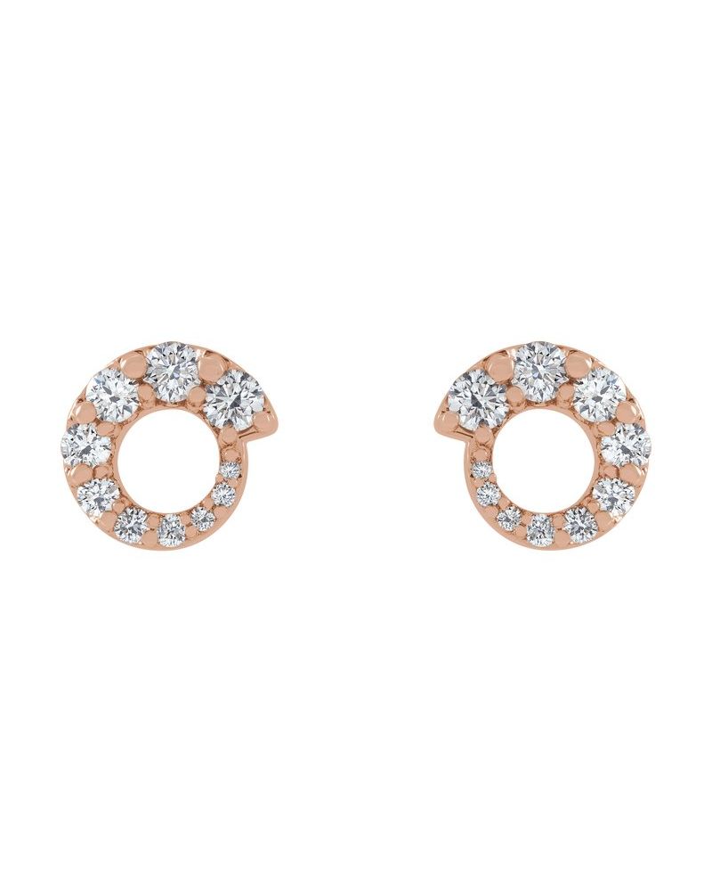 Brinco Círculo Degradê em Ouro 14k com Diamantes Naturais