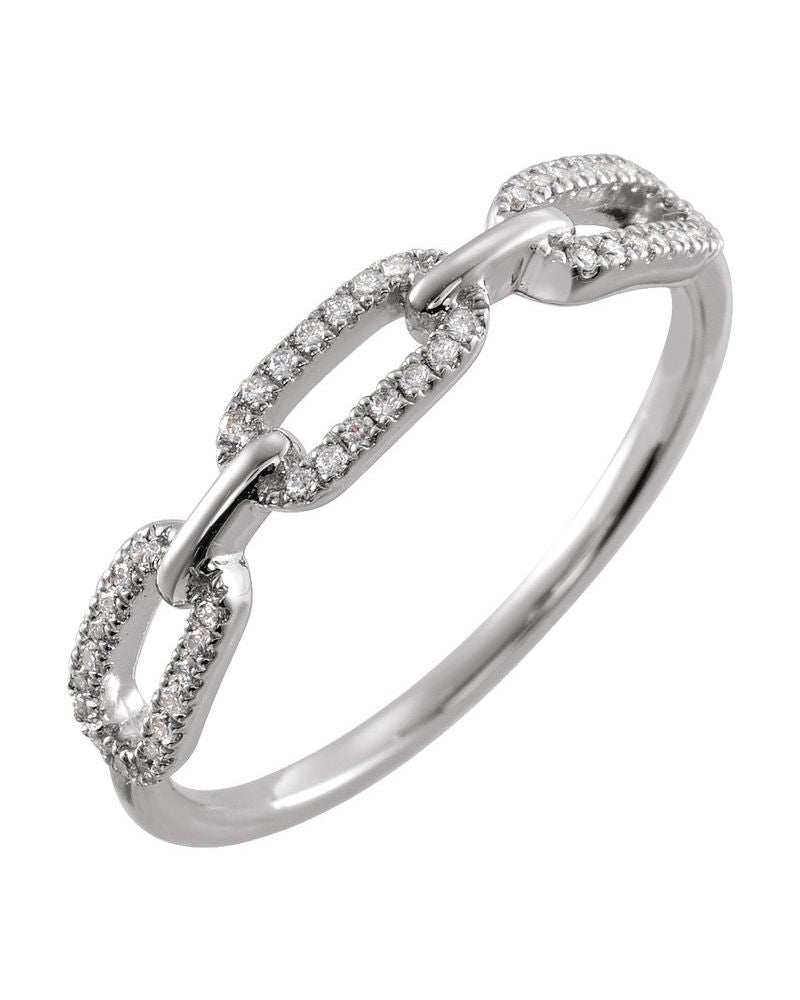 Anel Elos de Corrente em Ouro 14k com Diamantes Naturais