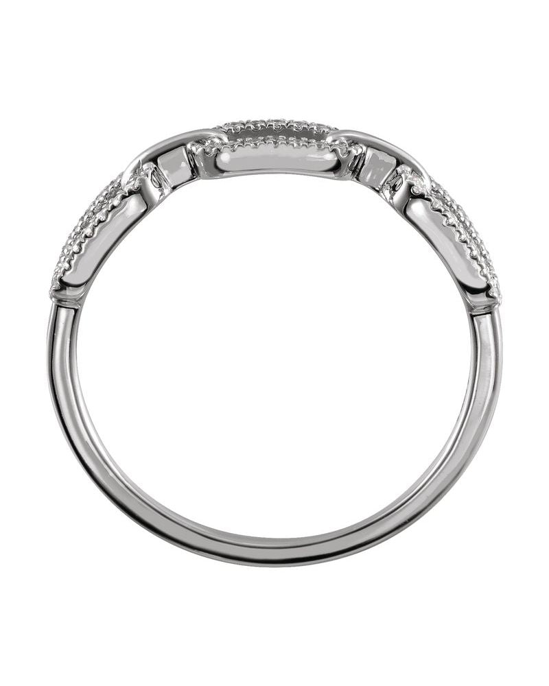 Anel Elos de Corrente em Ouro 14k com Diamantes Naturais
