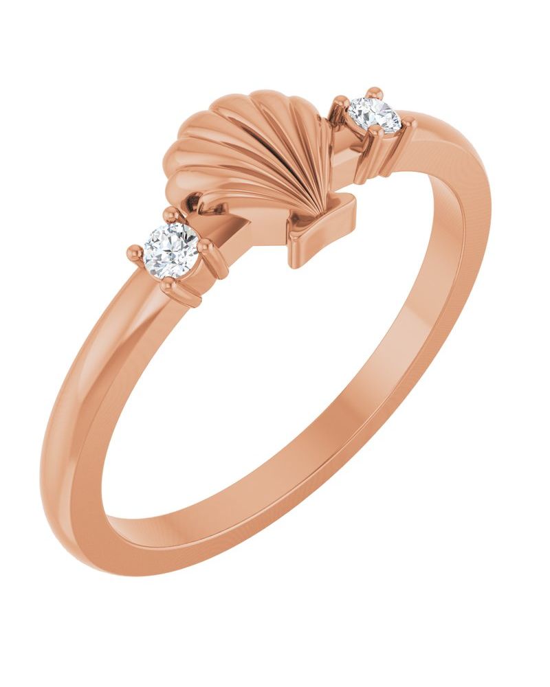 Anel Concha em Ouro 14k com Diamantes Naturais