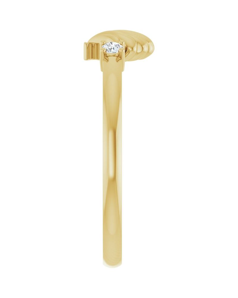 Anel Concha em Ouro 14k com Diamantes Naturais