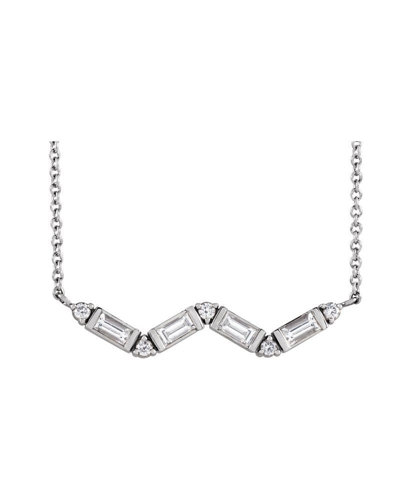 Colar Baguete Barra Cravejado em Ouro 14k com Diamantes Naturais