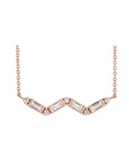 Colar Baguete Barra Cravejado em Ouro 14k com Diamantes Naturais