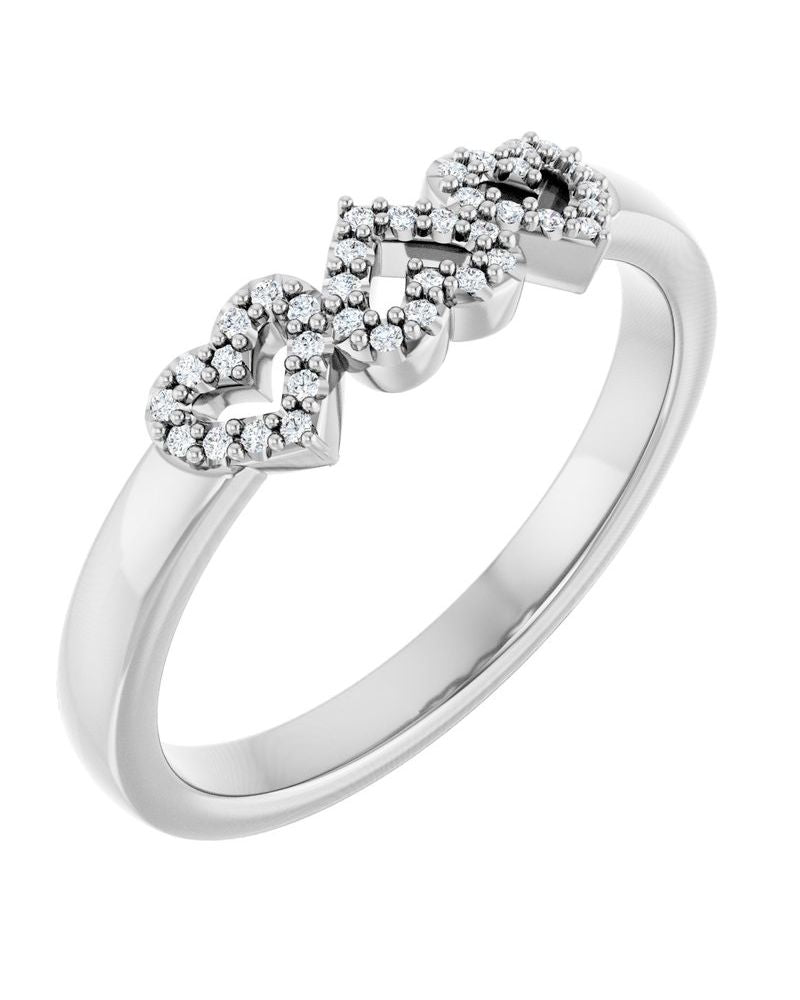 Anel Coração em Ouro 14k com Diamantes Naturais – Modelo 2