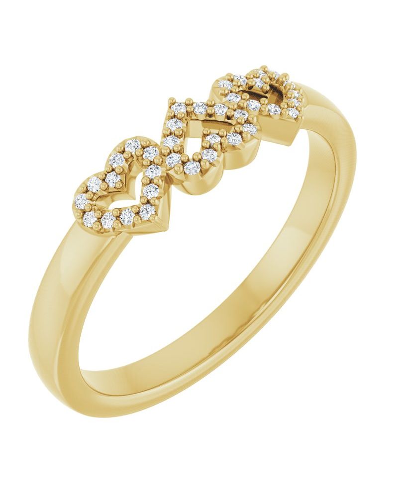 Anel Coração em Ouro 14k com Diamantes Naturais – Modelo 2