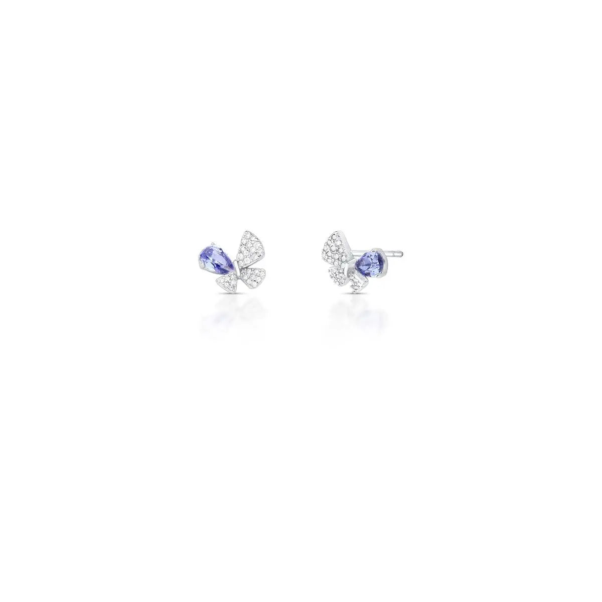 Brinco de Prata 925 de Borboleta com Cristal e Zircônias