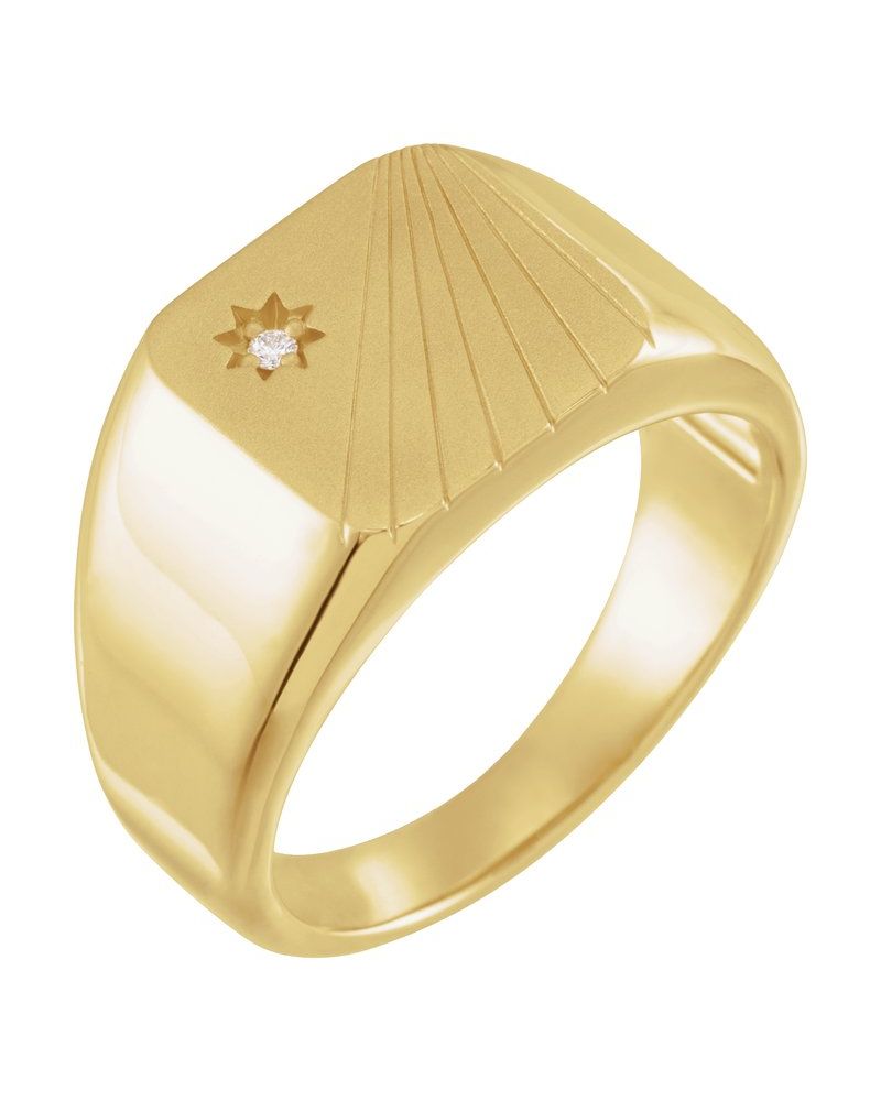 Anel Retângulo Chevalier em Ouro 14k com Diamantes Naturais