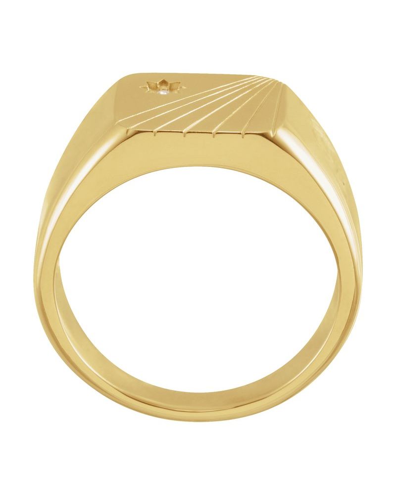 Anel Retângulo Chevalier em Ouro 14k com Diamantes Naturais