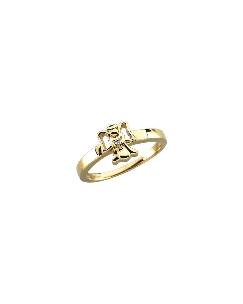 Anel Anjo Infantil em Ouro 14k com Diamantes Naturais