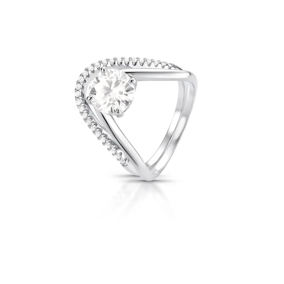 Anel de Prata 925 Duplo Pedra Moissanite 8mm