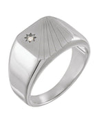 Anel Retângulo Chevalier em Ouro 14k com Diamantes Naturais