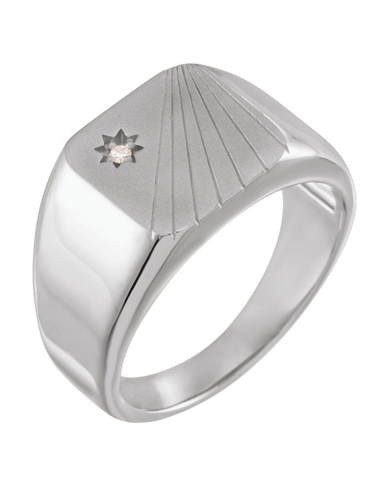 Anel Retângulo Chevalier em Ouro 14k com Diamantes Naturais