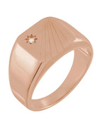 Anel Retângulo Chevalier em Ouro 14k com Diamantes Naturais