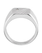 Anel Retângulo Chevalier em Ouro 14k com Diamantes Naturais