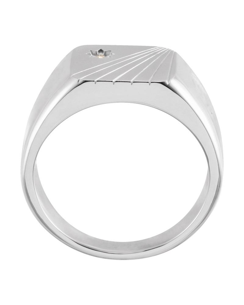 Anel Retângulo Chevalier em Ouro 14k com Diamantes Naturais
