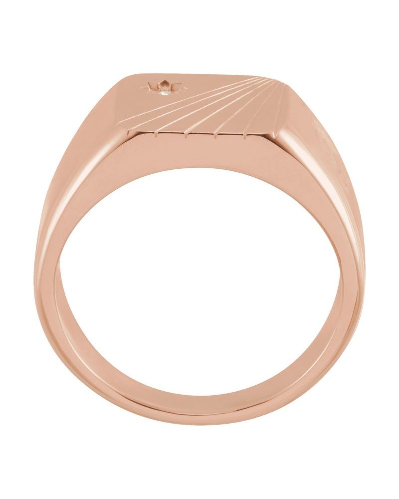Anel Retângulo Chevalier em Ouro 14k com Diamantes Naturais