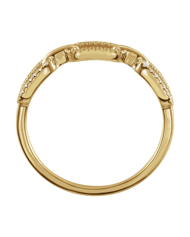 Anel Elos de Corrente em Ouro 14k com Diamantes Naturais