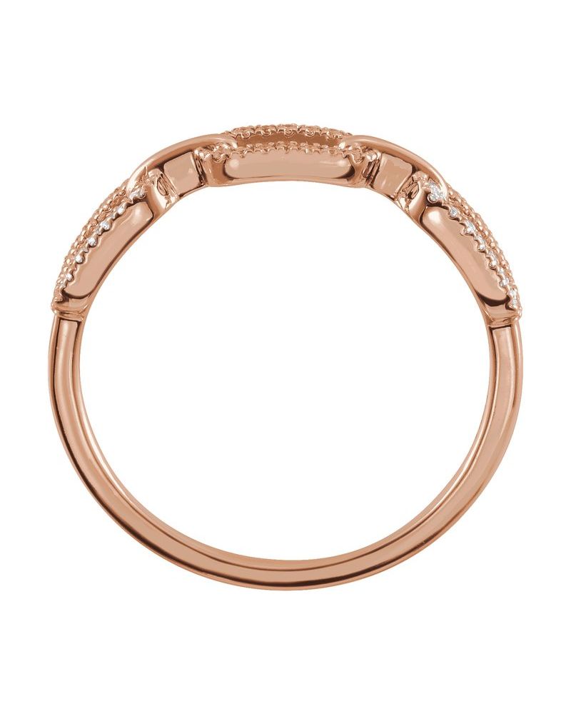 Anel Elos de Corrente em Ouro 14k com Diamantes Naturais