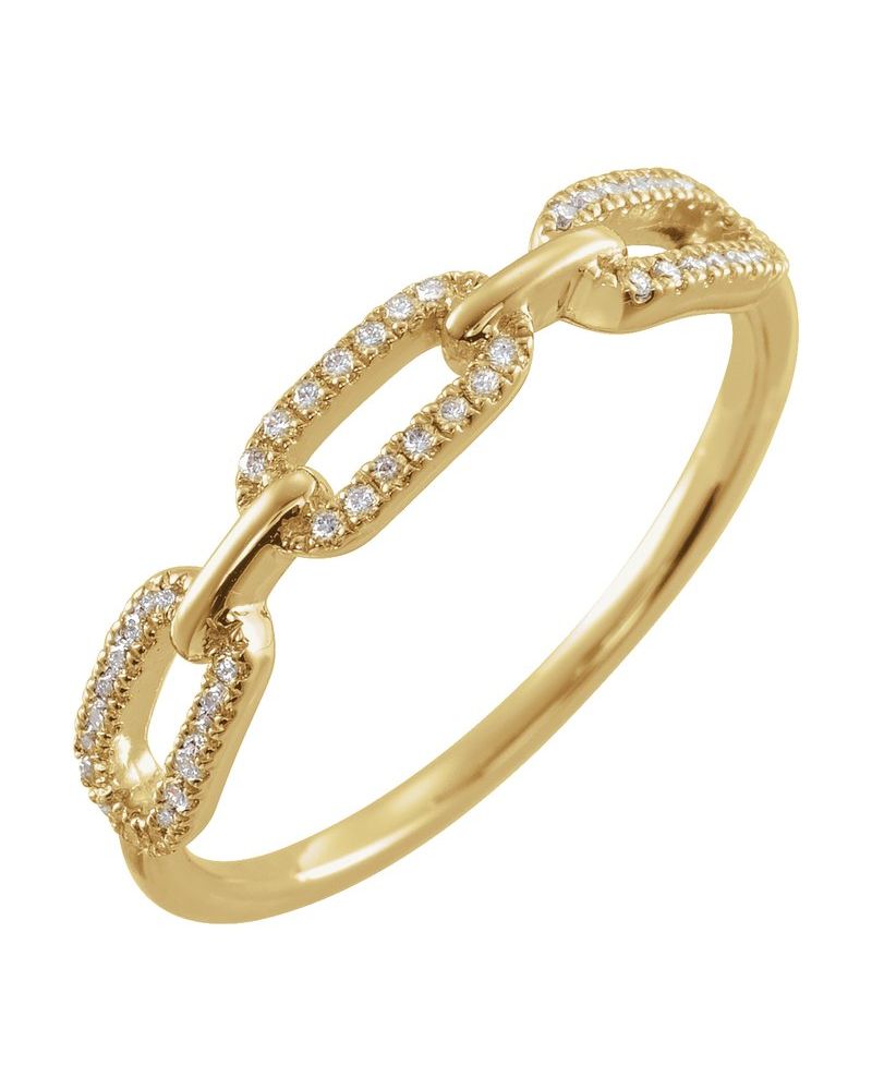 Anel Elos de Corrente em Ouro 14k com Diamantes Naturais