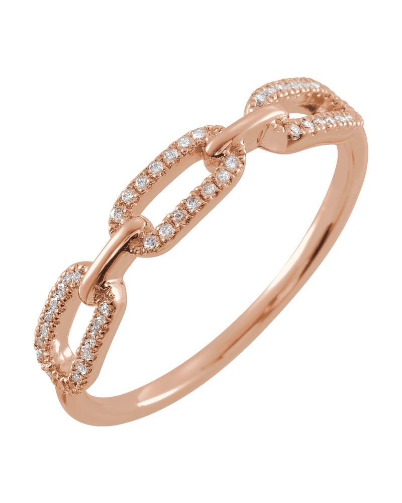 Anel Elos de Corrente em Ouro 14k com Diamantes Naturais