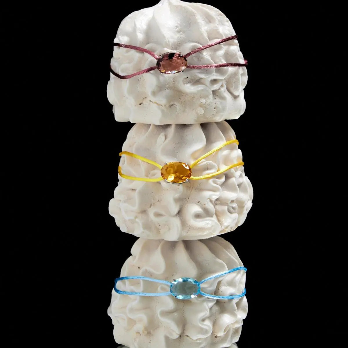 Pulseira de Prata 925 Regulável em Fio Encerado com Cristal