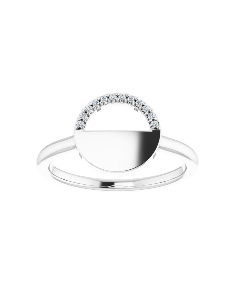 Anel Geométrico Empilhável em Ouro 14k com Diamantes Naturais