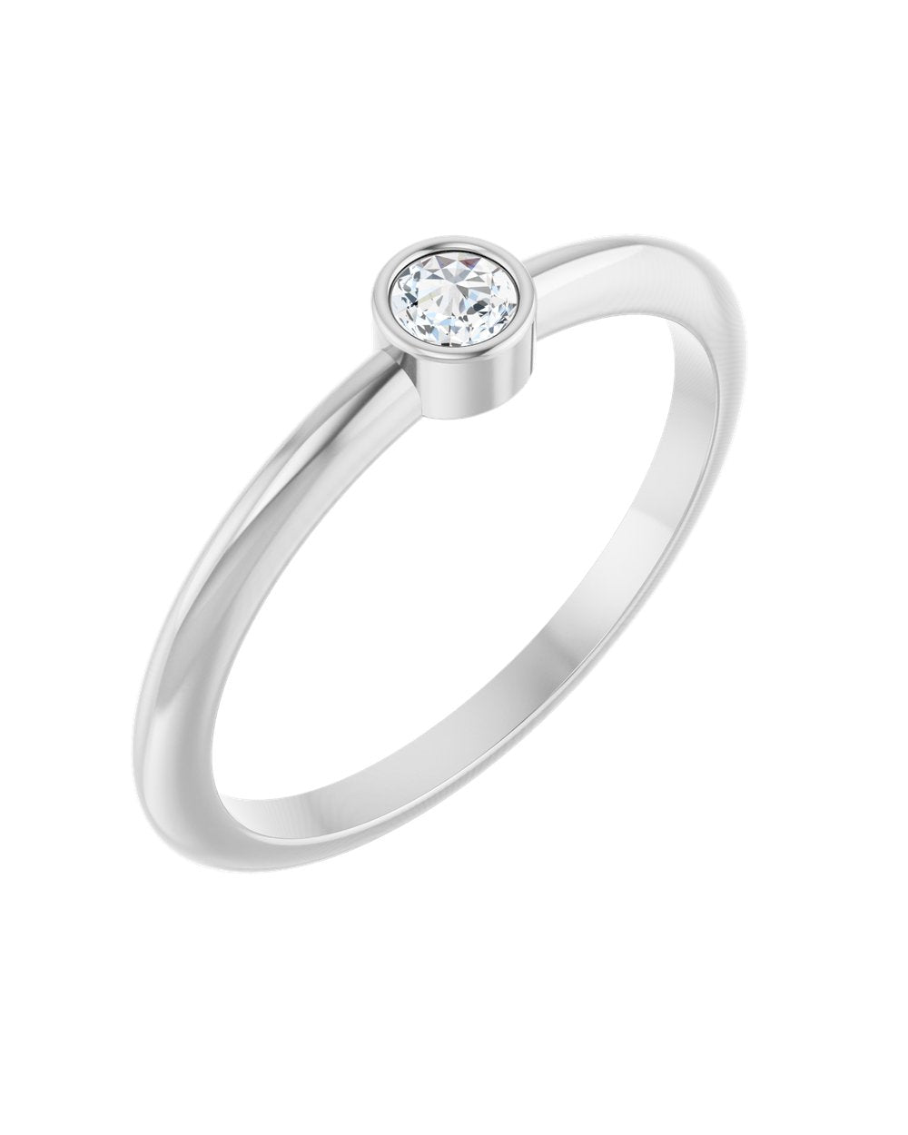 Anel Ponto de Luz em Ouro 14k com Diamante Lapidação Rosa – Branco 14k