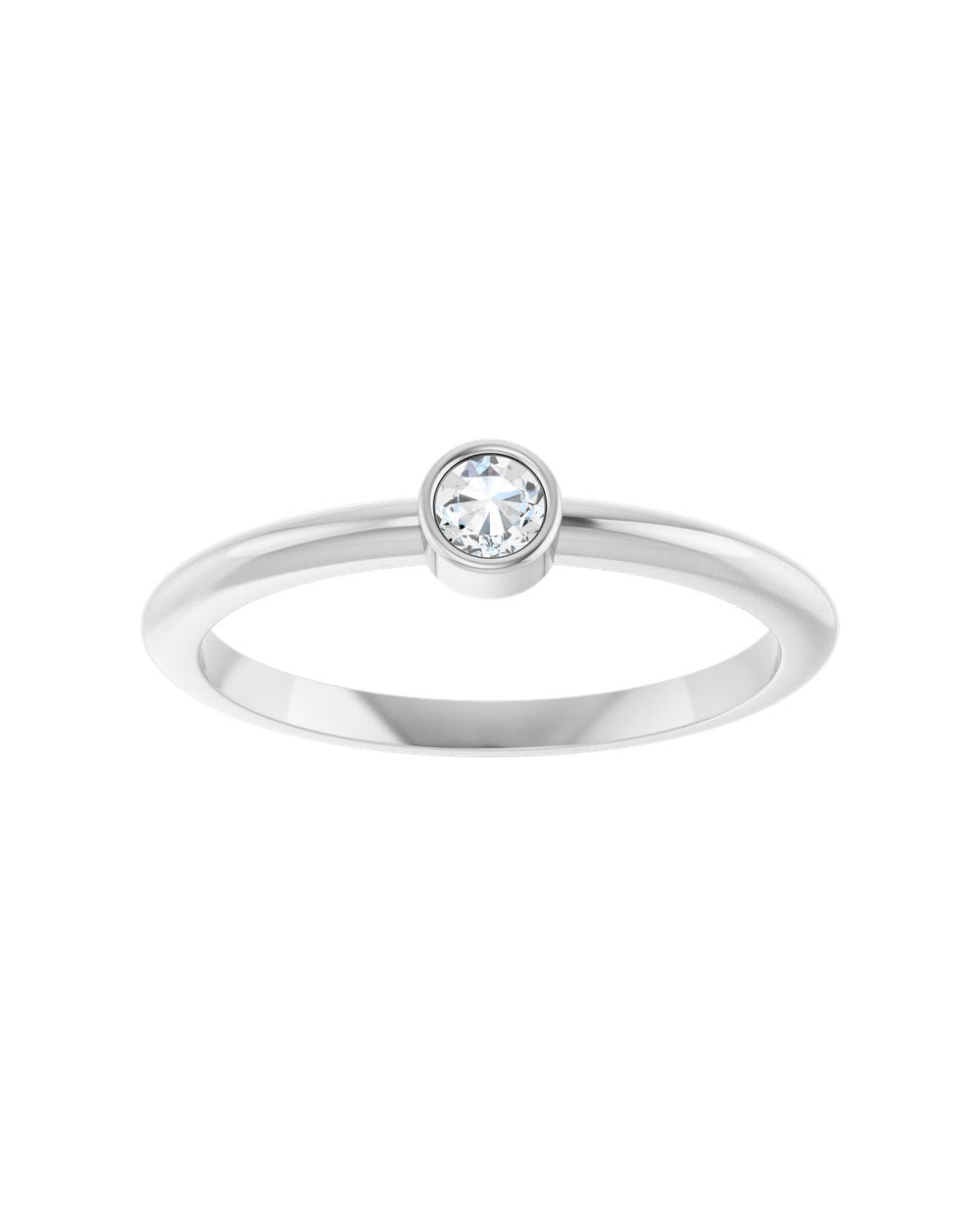 Anel Ponto de Luz em Ouro 14k com Diamante Lapidação Rosa – Branco 14k