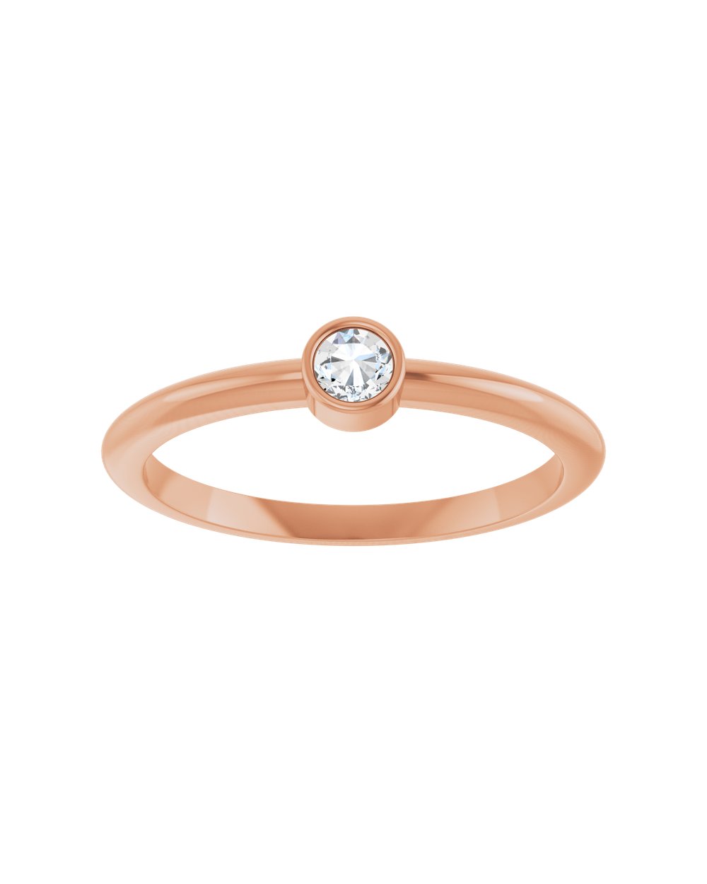 Anel Ponto de Luz em Ouro 14k com Diamante Lapidação Rosa – Rosé 14k