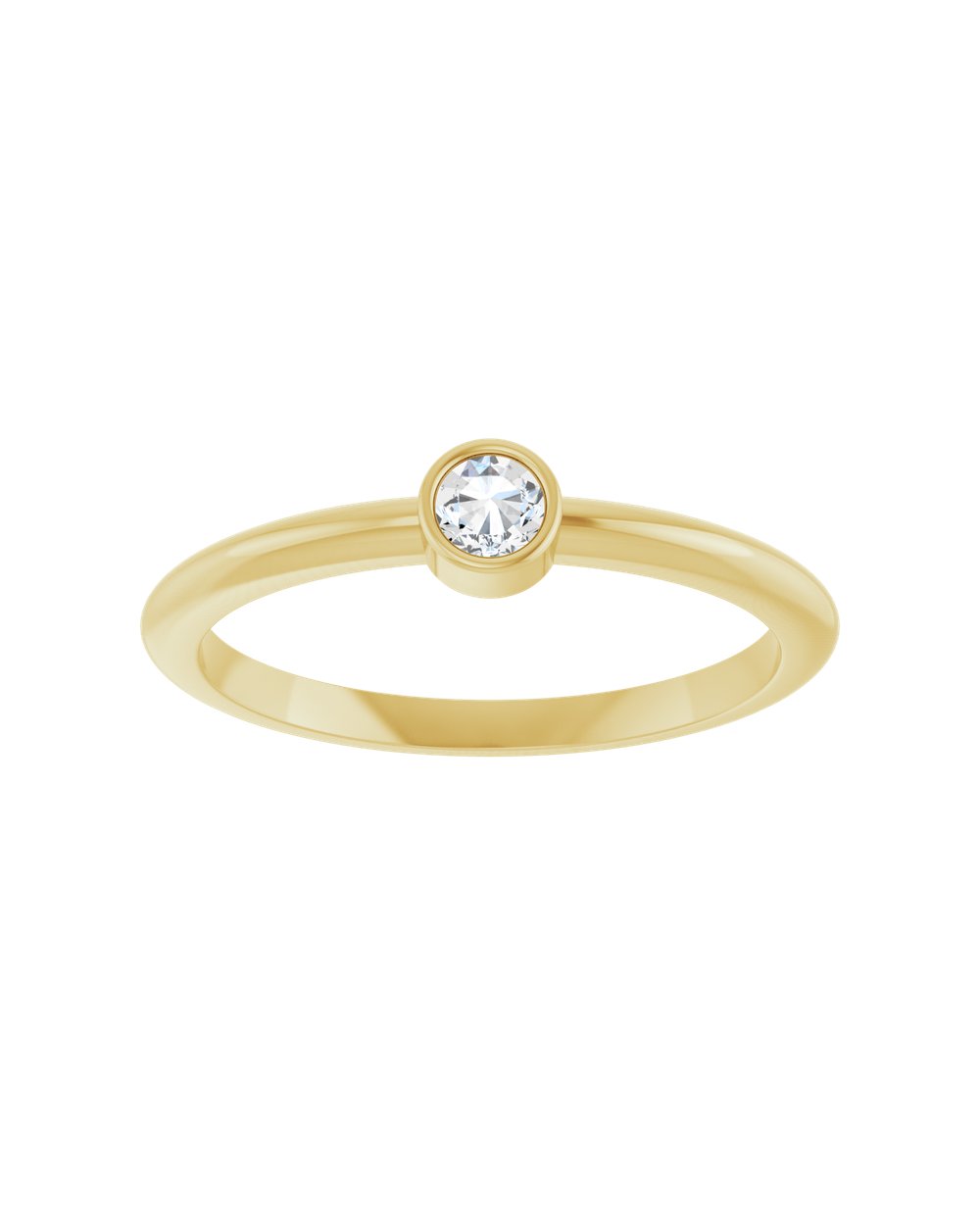 Anel Ponto de Luz em Ouro 14k com Diamante Lapidação Rosa – Amarelo 14k