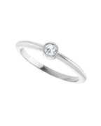 Anel Ponto de Luz em Ouro 14k com Diamante Lapidação Rosa – Branco 14k