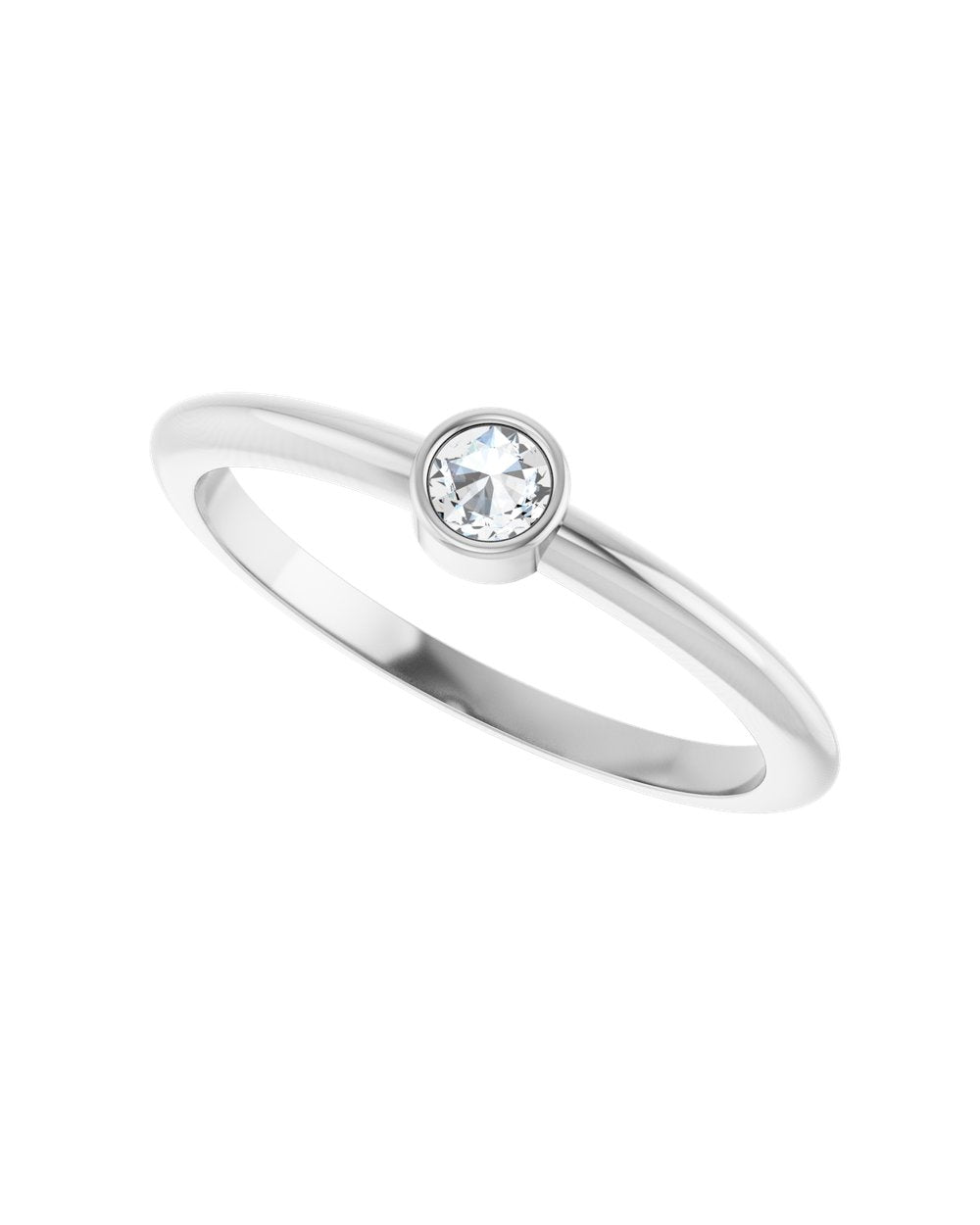 Anel Ponto de Luz em Ouro 14k com Diamante Lapidação Rosa – Branco 14k