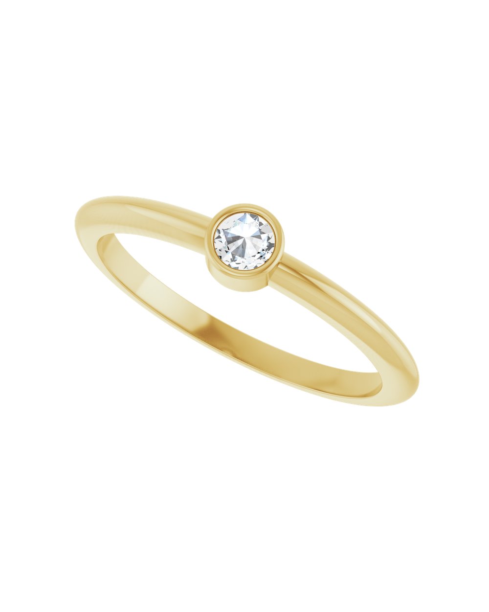 Anel Ponto de Luz em Ouro 14k com Diamante Lapidação Rosa – Amarelo 14k