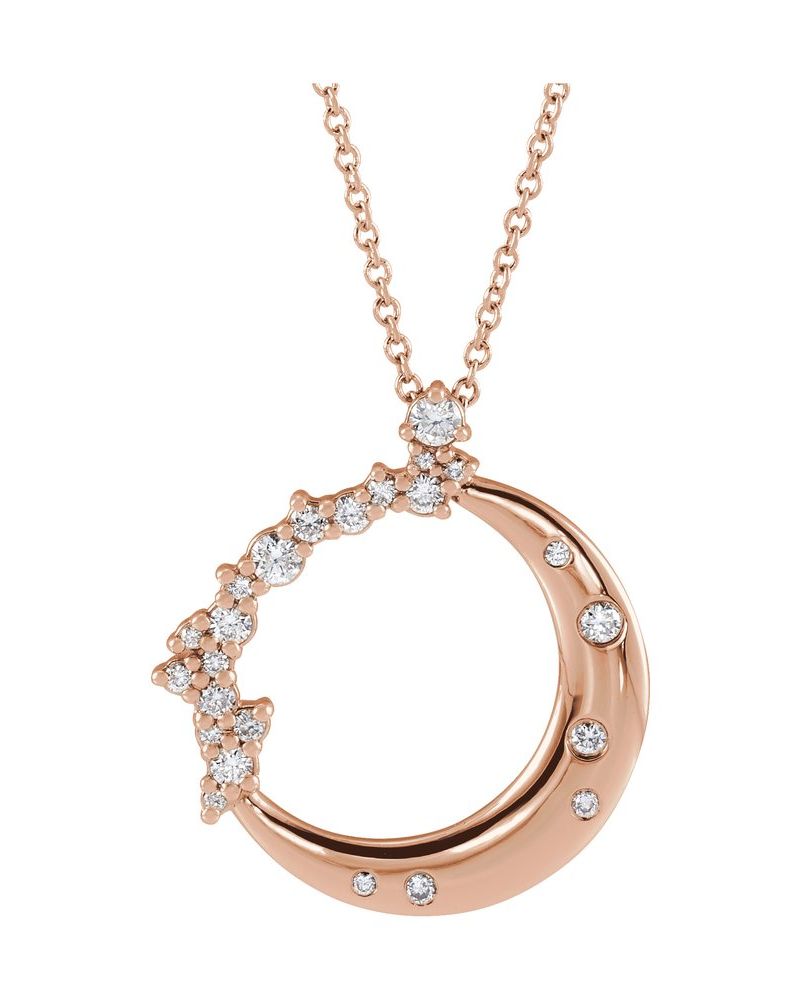 Colar Lua Crescente em Ouro 14k com Diamantes de Laboratório