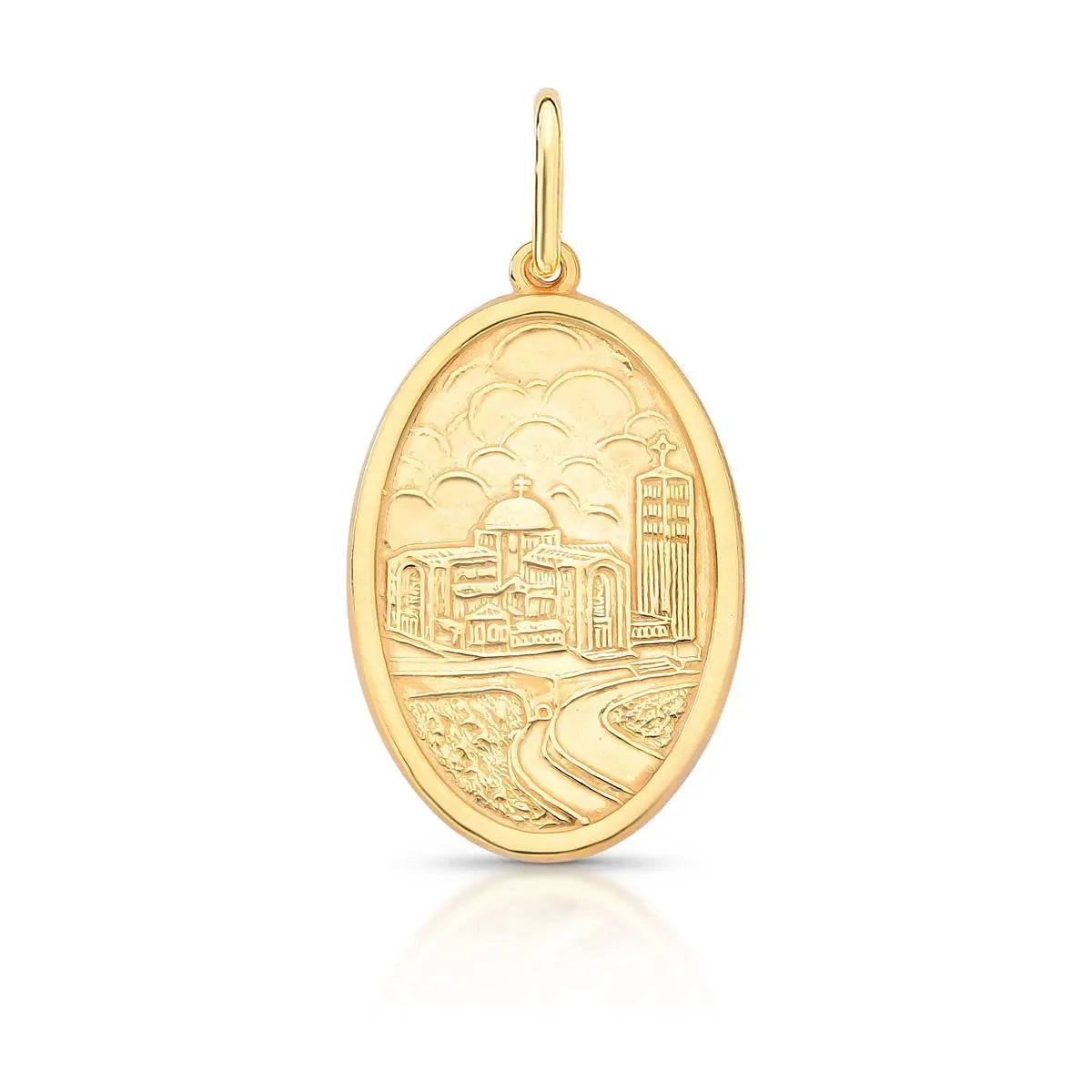Pingente de Prata 925 Banhada a Ouro Imagem Nossa Senhora Aparecida Liso