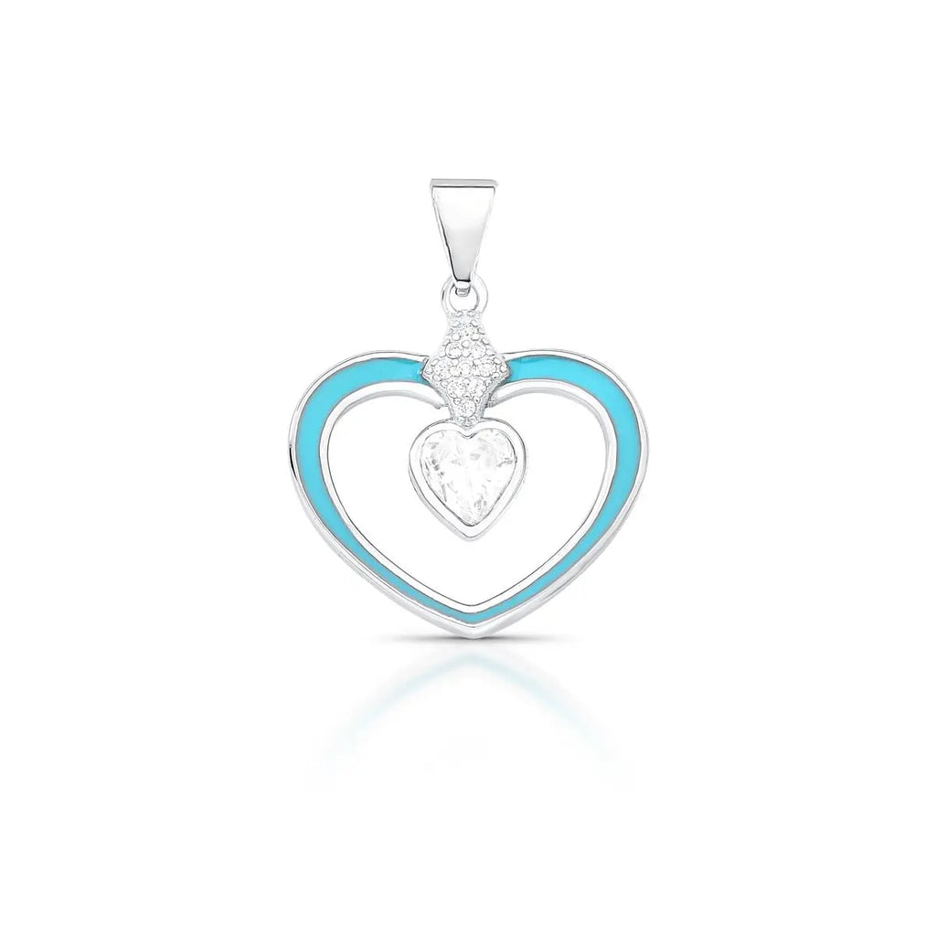 Pingente de Prata 925 C/ Ban. de Rodio Crav. Zirc Branca Esmaltado T