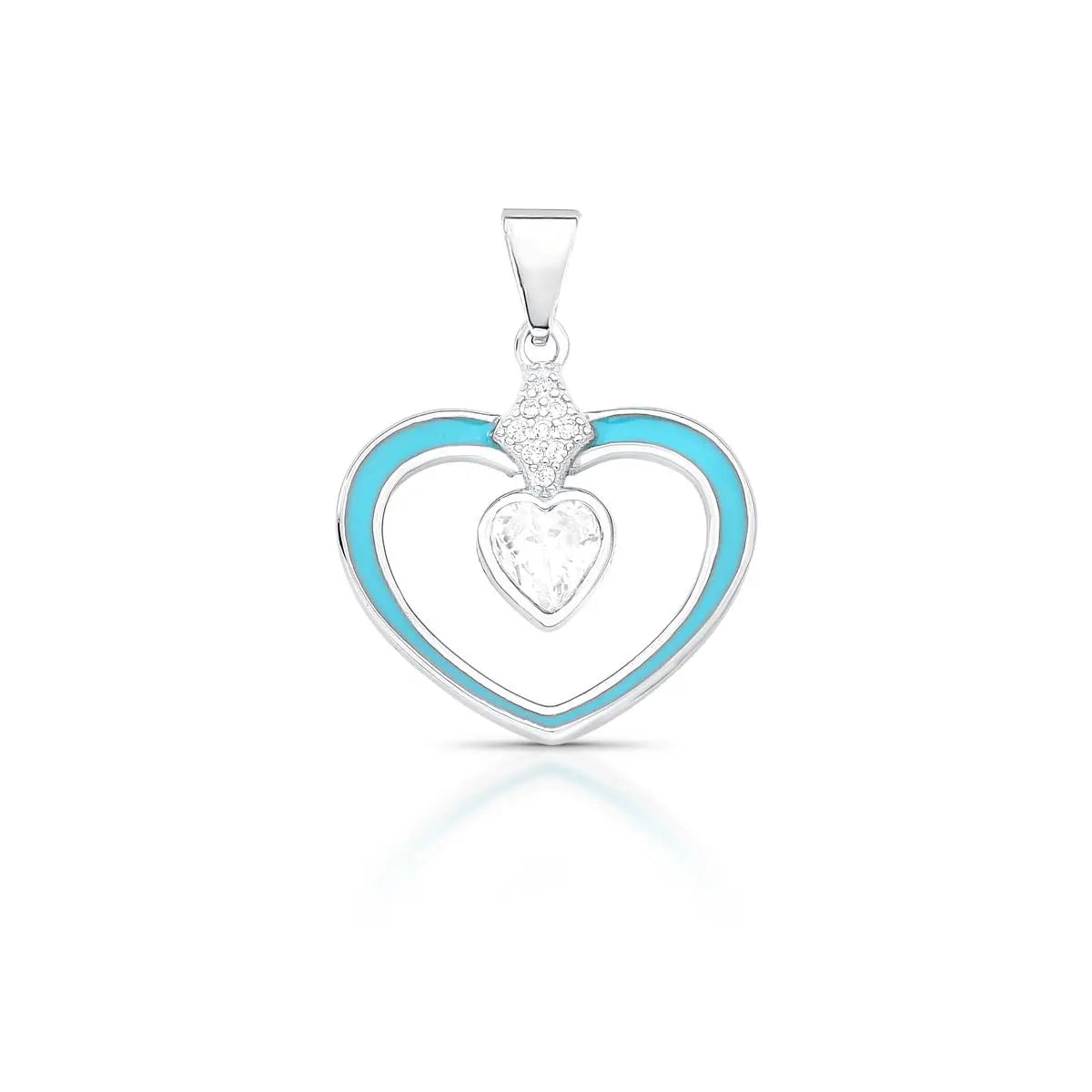 Pingente de Prata 925 C/ Ban. de Rodio Crav. Zirc Branca Esmaltado T