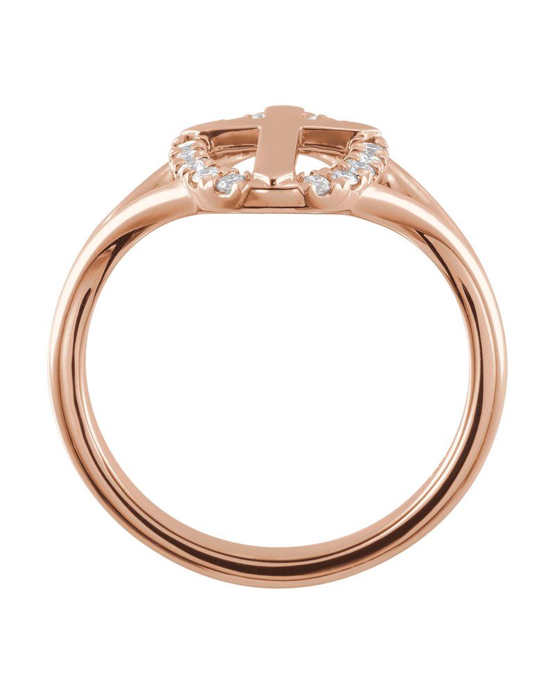 Anel Cruz Halo em Ouro 14k com Diamantes Naturais