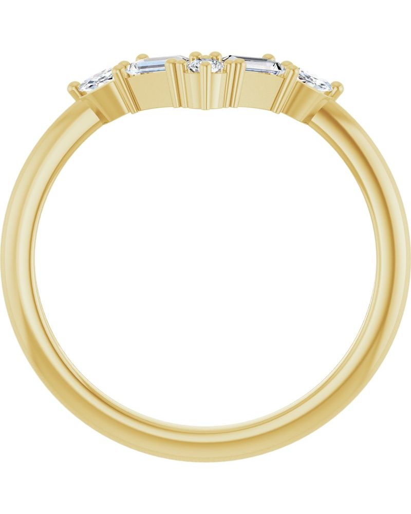 Anel em V Cravejado em Ouro 14k com Diamantes Naturais