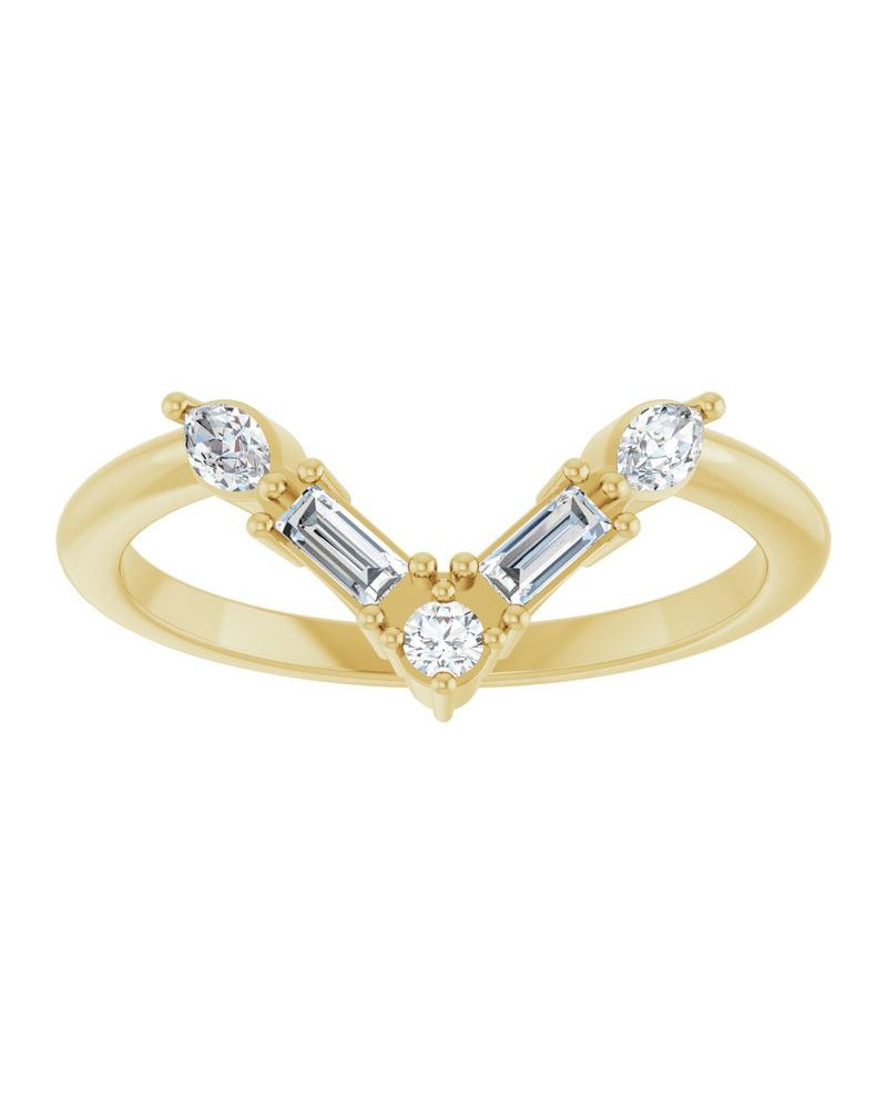 Anel em V Cravejado em Ouro 14k com Diamantes Naturais