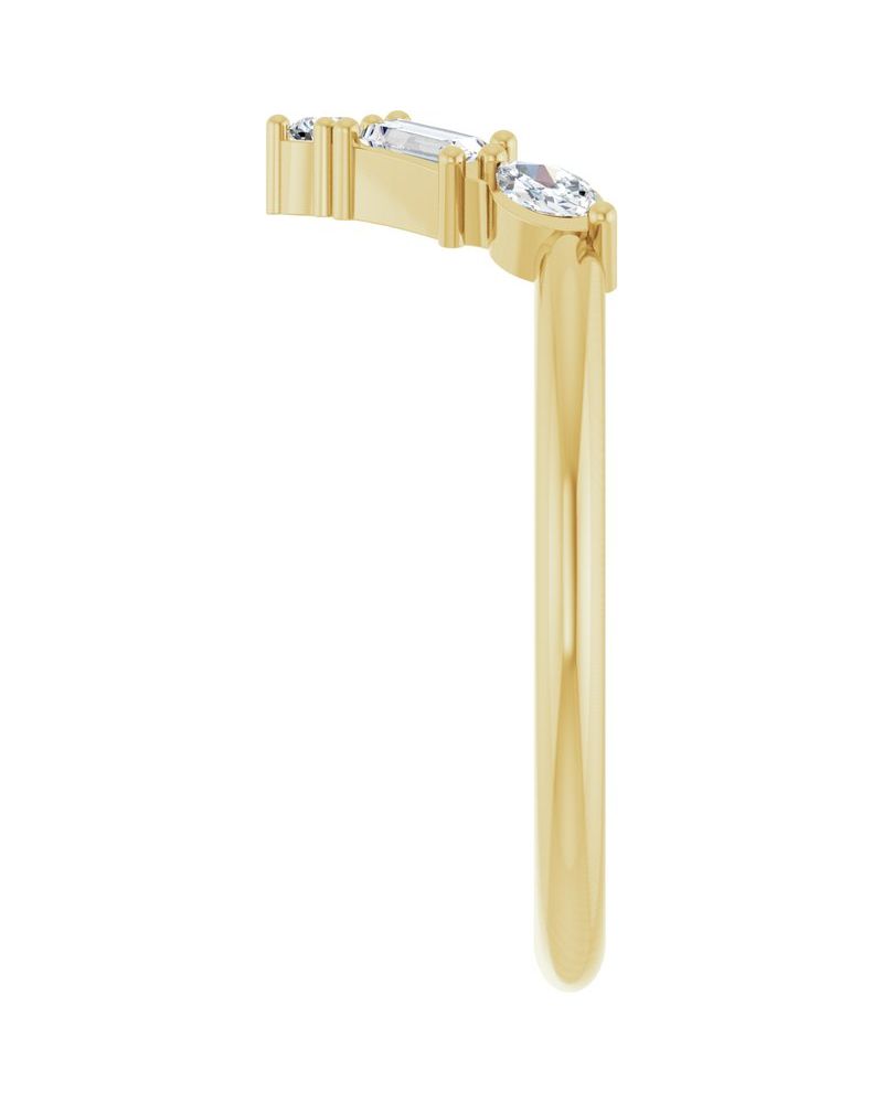 Anel em V Cravejado em Ouro 14k com Diamantes Naturais