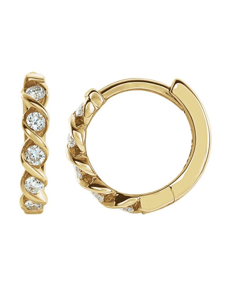 Brinco de Aro Torcido em Ouro 14k com Diamantes de Laboratório