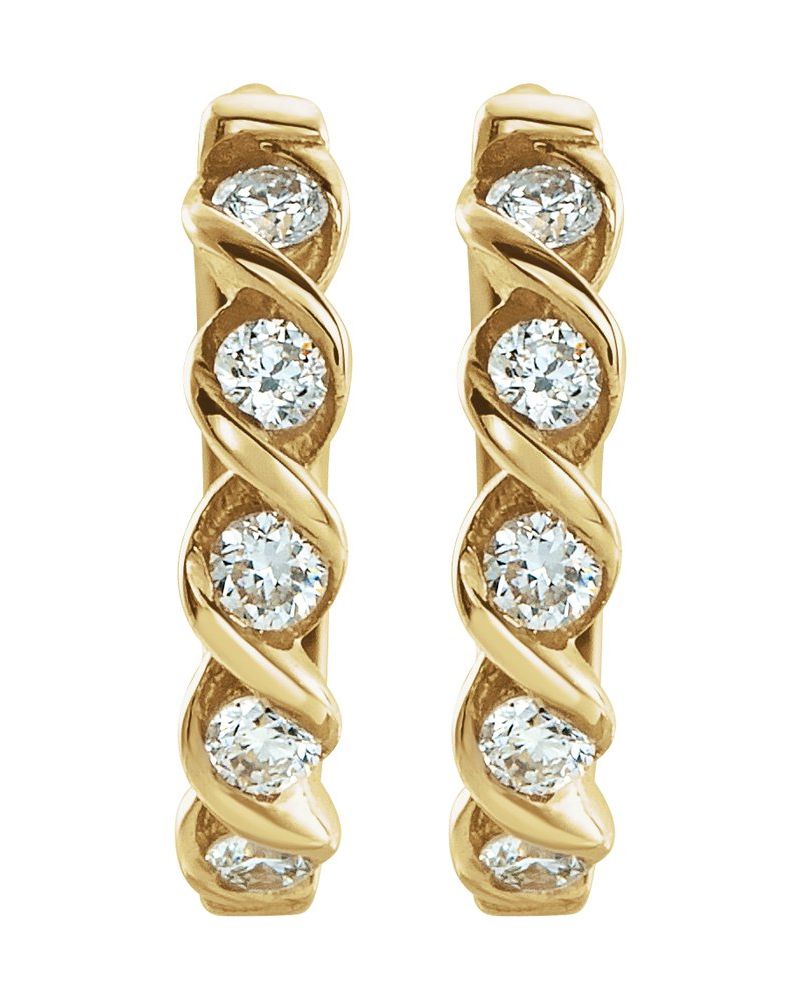 Brinco de Aro Torcido em Ouro 14k com Diamantes de Laboratório